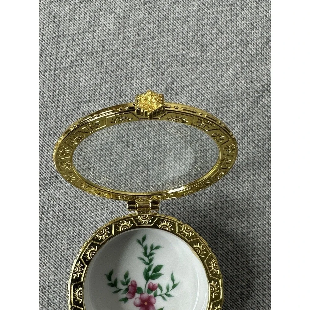 Small Floral trinket box hinged French Inspired Hand Painted Pill Box